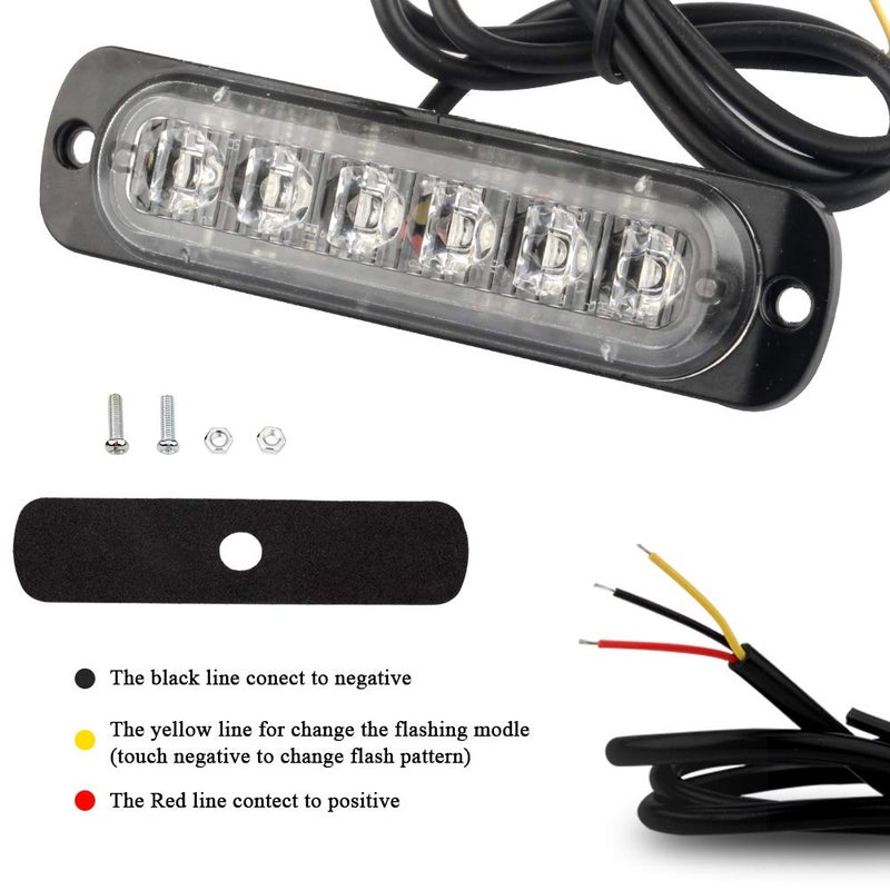 Sidaqi Universal 12-24V Emergency Strobe Warning Lights 6 LED 12W Surface Mount Beacon Hazard Warning Lights Flashing Light Bar for Off Road Vehicle, ATVs, Truck- 4PCS (Blue) - Image 4